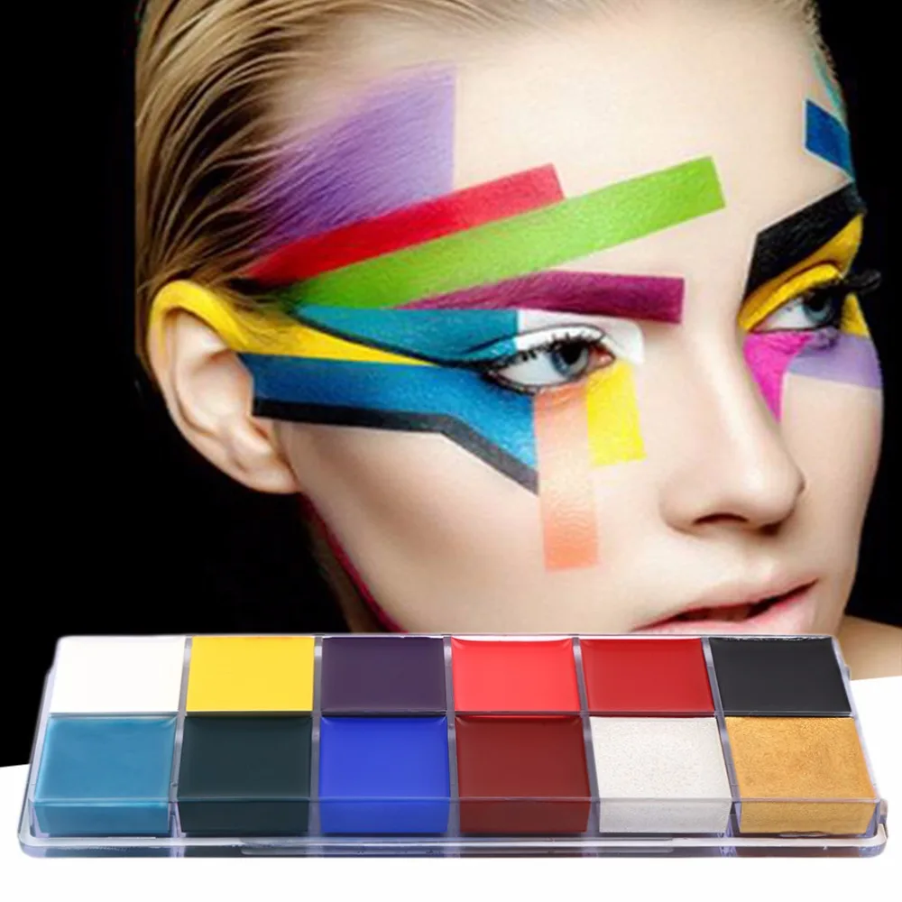 

Fashion 12 Colors Professional Flash Tattoo Face Body Paint Oil Painting Art Makeup Tools halloween makeup paints
