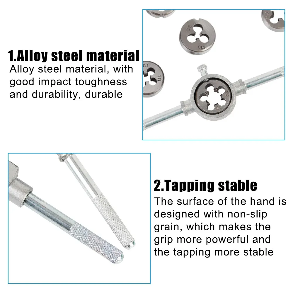 Набор метрических гаечных ключей с ручным резьбовым инструментом 12 шт.