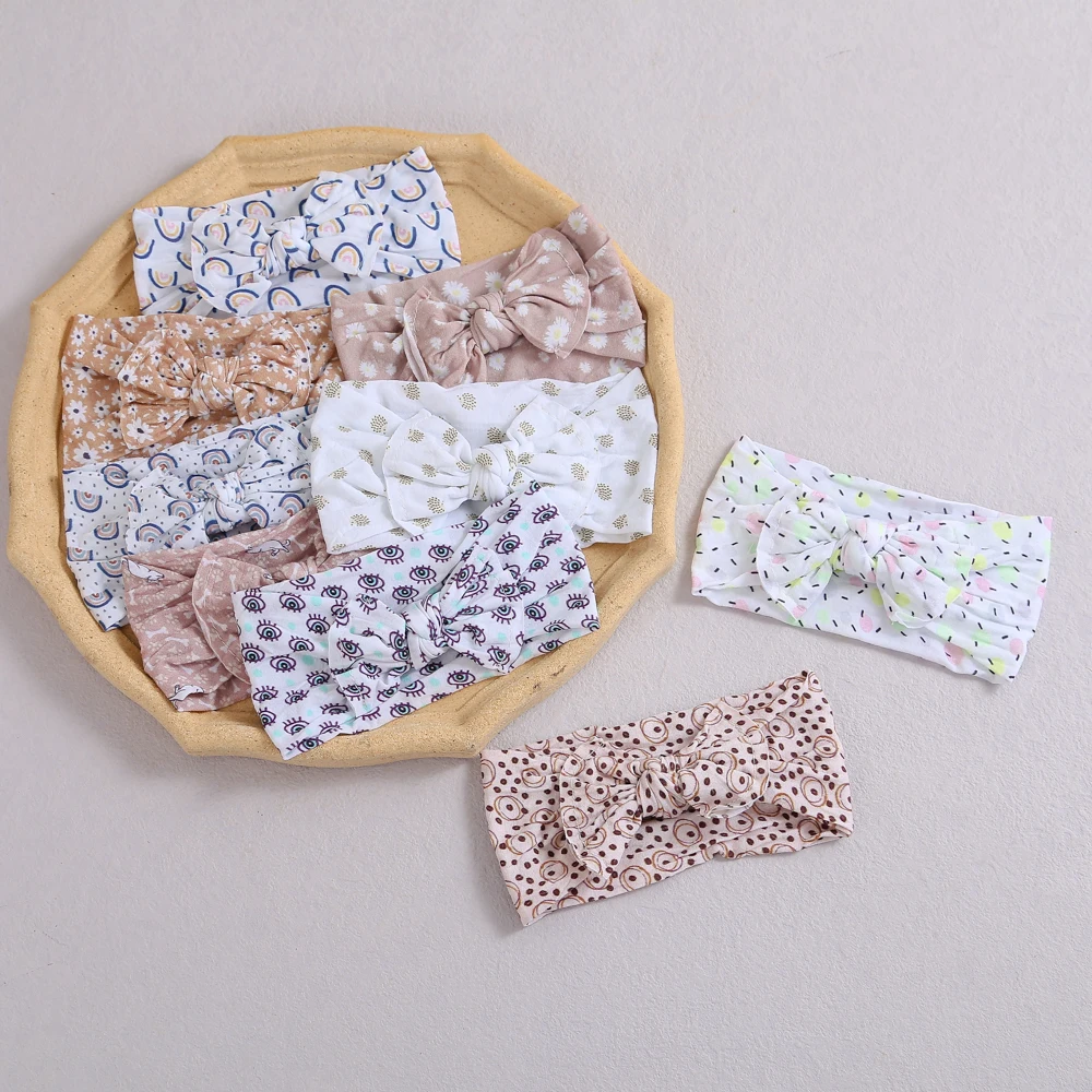 

Printed Knit Baby Girl Headband Colorful Toddler Headwear Soft Elastic Hair Band Kids Spring Autumn Gift Hair Accessories