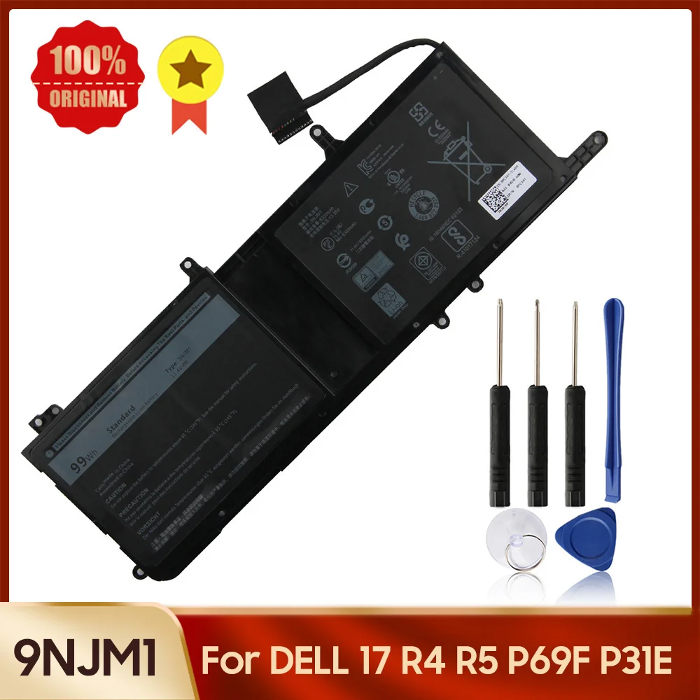 

Оригинальный аккумулятор 9NJM1 для ноутбука Dell Alienware 15 R3 R4 17 R4 R5 Series Notebook P69F P31E 44T2R MG2YH HF250 99Wh