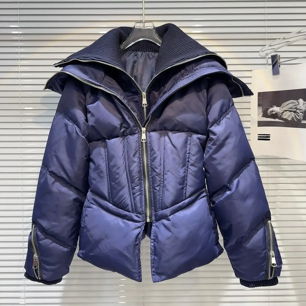 Модный женский осенне-зимний теплый пуховик милый крутой двухслойный