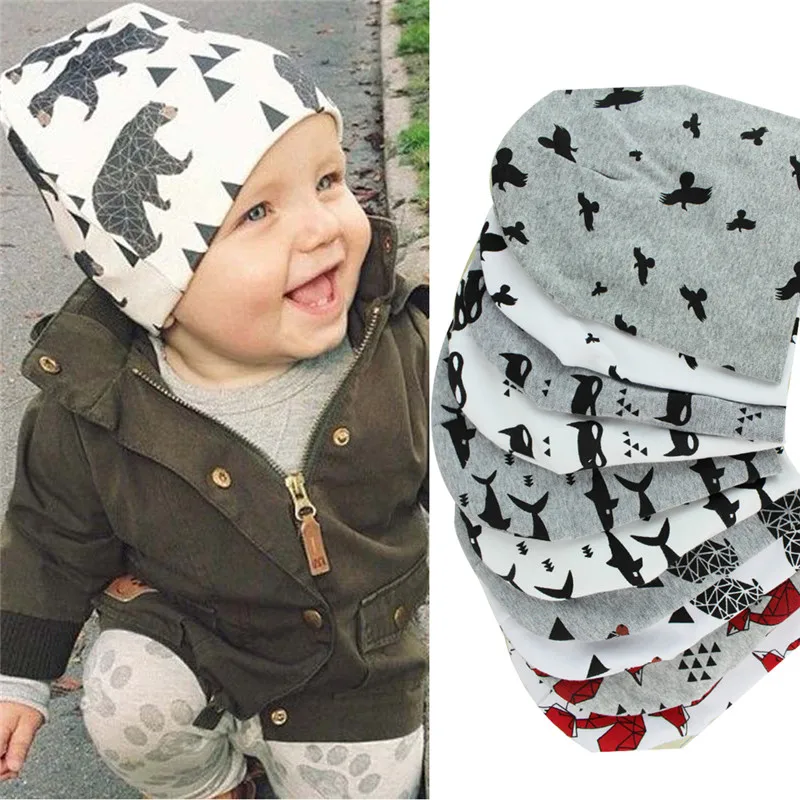 

Baby Cap Cartoon Children's Hats Printting Cotton Knit Beanie Hat Hip Hop For Toddler Boy Girls Autumn Winter Headwear Newborns