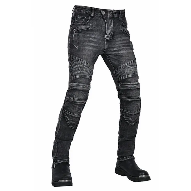 Loong Biker Pure Cotton Motorcycle Riding Pants Motocross Knight Casual Protection Trousers Straight Fashion Moto Jeans Black enlarge
