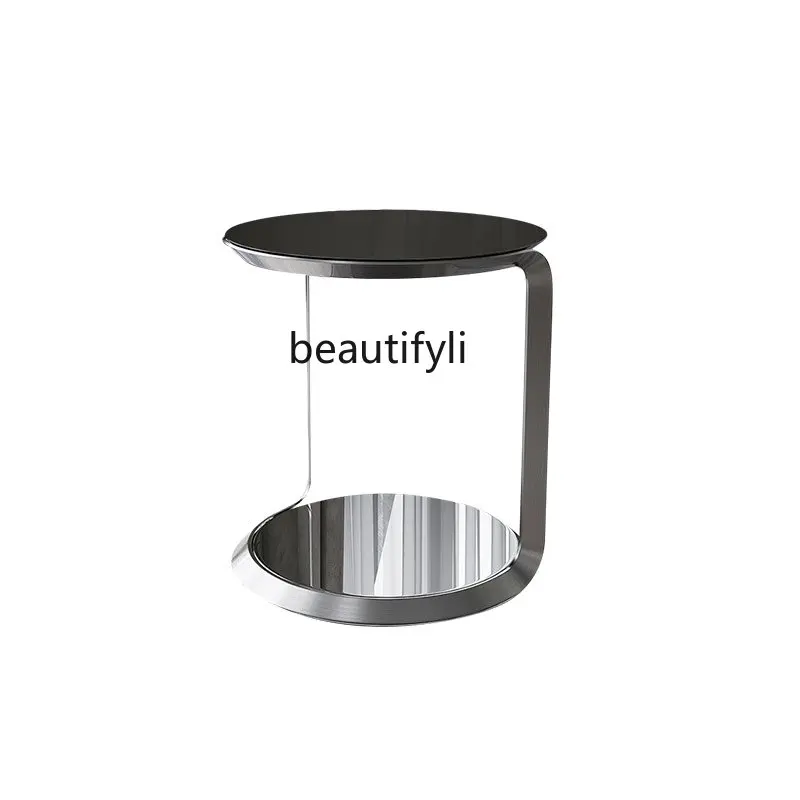 

Light Luxury Stainless Steel Creative Small Coffee Table Cover round Tea Table Combination Sofa Side Table Corner Table