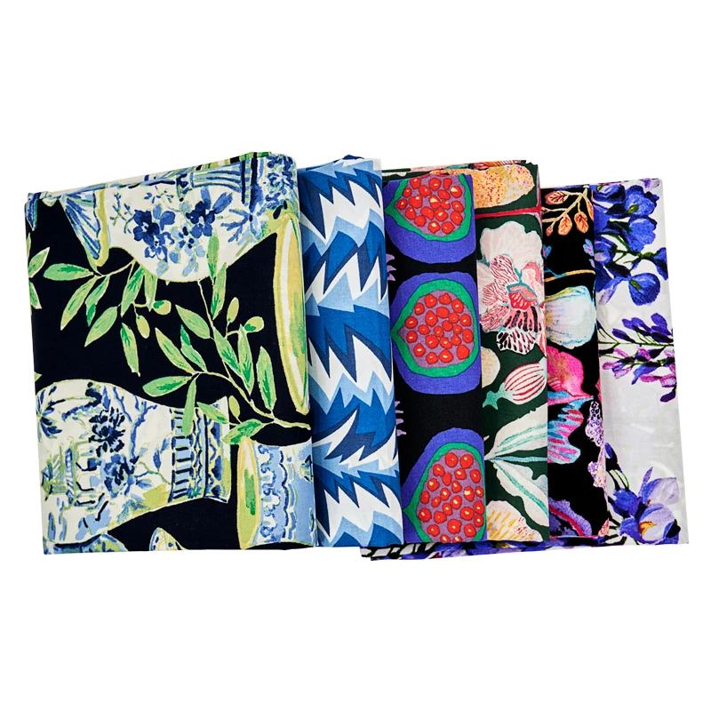 5 ярдов хлопчатобумажная Ткань с принтом в виде вазы для платьев ткани платья