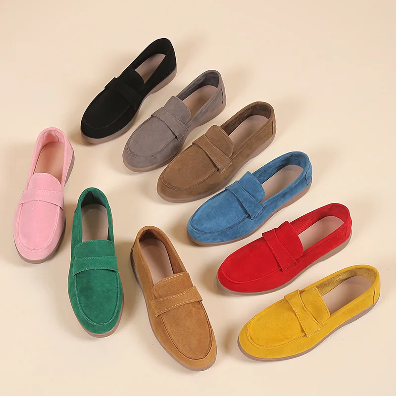 

Women Loafers 2023 Spring Slip on Woman Designer Them Flat Shoes British Style Retro Breathable Mules Comfortable Flat Shoes