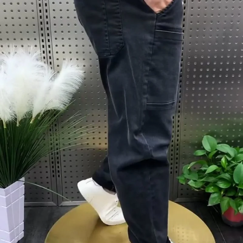 2023 Seasons Men's Fat Plus Size Pangge Jeans Men's High Waist Loose Elastic Haren Pants Durable Work Pants 8XL