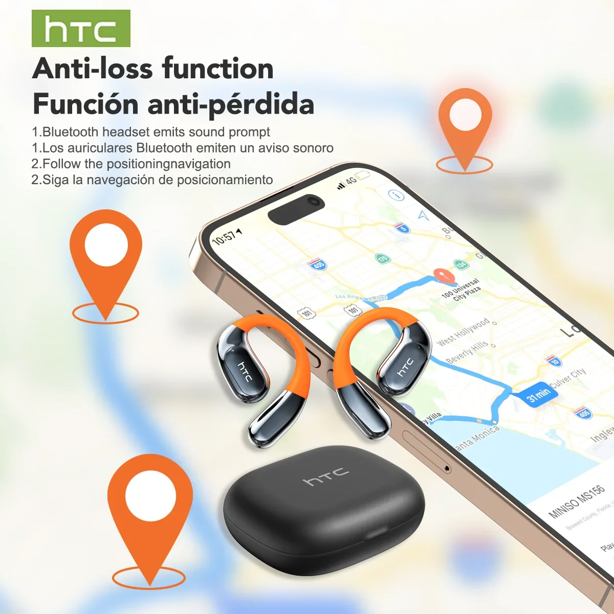 Фото HTC NE12 Bluetooth наушники AI переводчик наушники OWS спортивные наушники HD Call беспроводные наушники светящиеся крючки для ушей Longlife №5