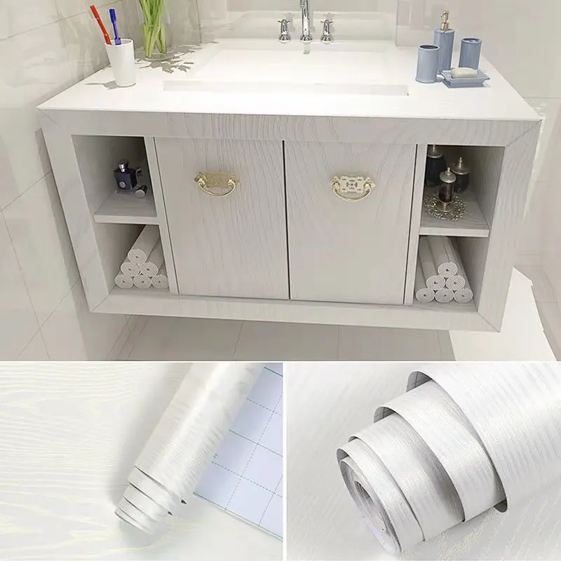 vinyl self adhesive wood grain wallpaper for walls in rolls waterproof wall stickers for kitchen cabinets closet furniture decor free global shipping