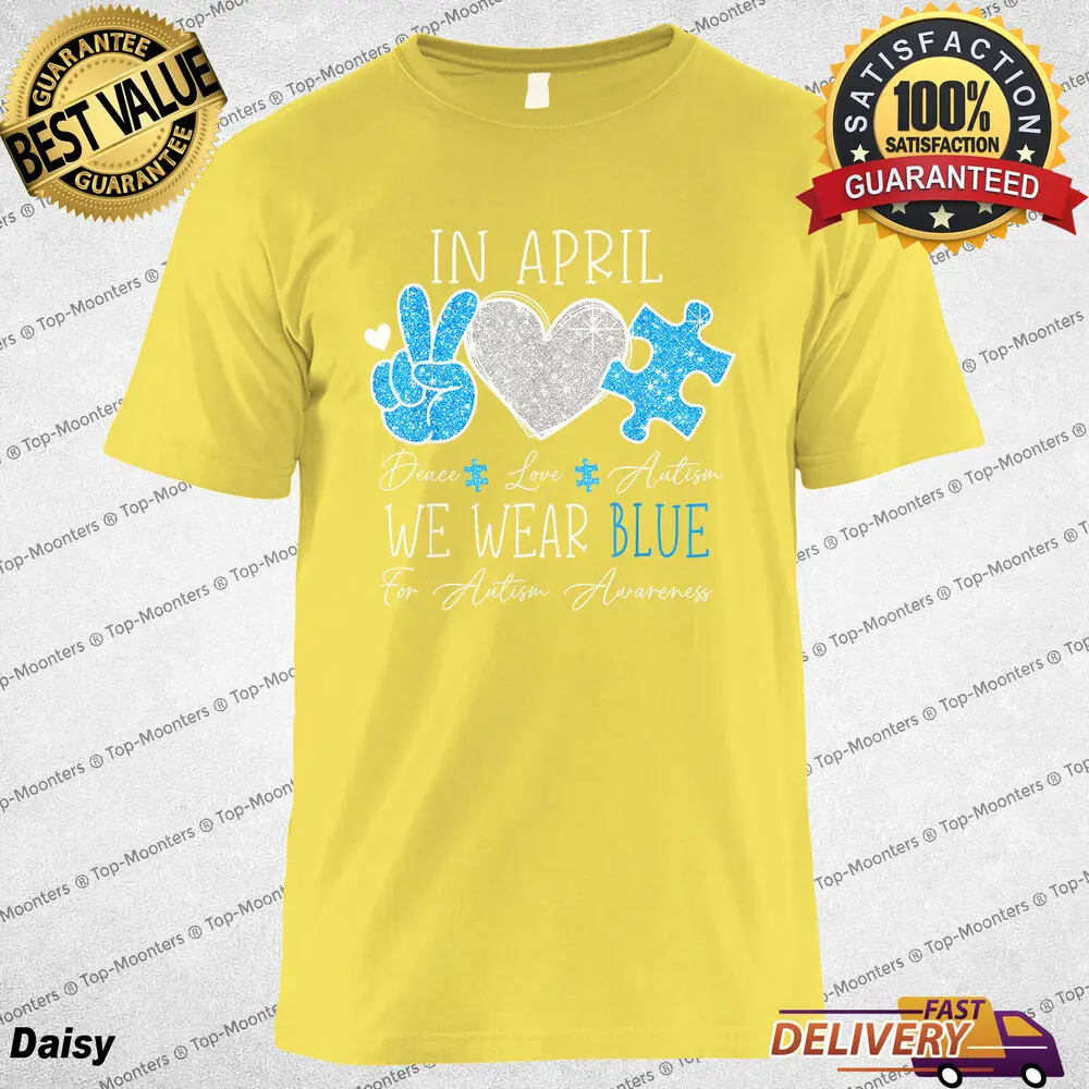 Футболка Мир любви с аутизмом в апреле мы носит синюю футболку для