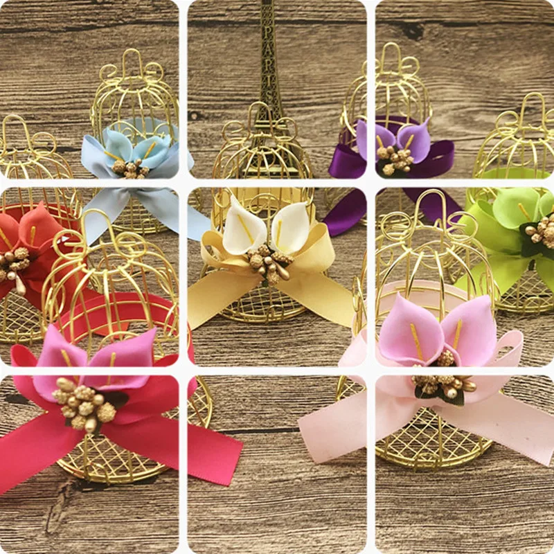

30pcs Golden Wedding Candy Box Tinplate Birdcage Bell Shape Gift Boxes Birthday Favor Decorative Packaging Box Party