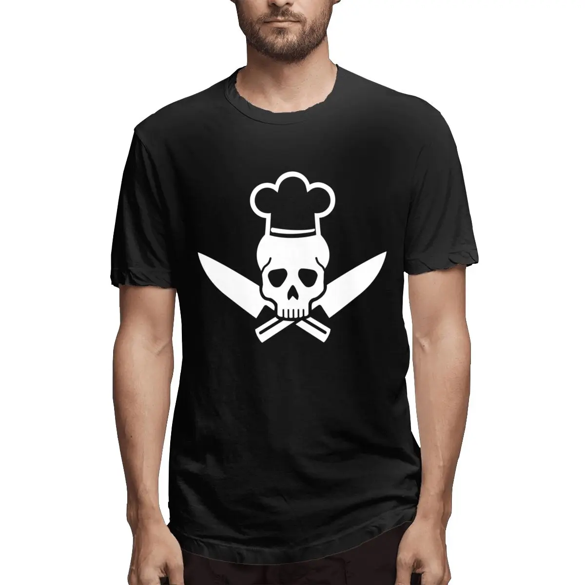 

Футболка мужская с принтом черепа шеф-повара, смешная футболка с рисунком ножей, с коротким рукавом, хлопковый топ с принтом, идея подарка, н...