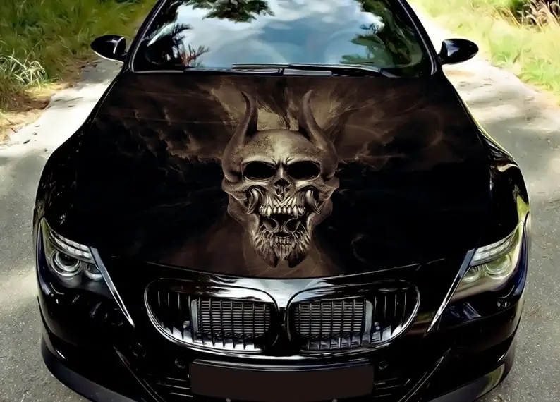 

Car hood decal, vinyl, sticker, graphic, wrap decal, truck decal, truck graphic, bonnet decal, f150, death, skull, evil, horns