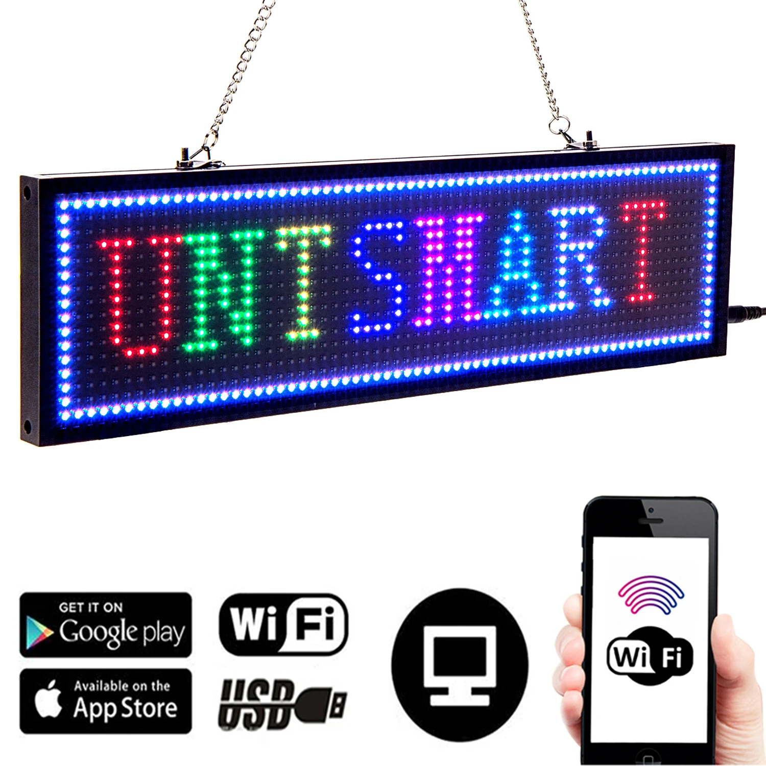 P5 Led Sign Display RGB Ultra Thin Display 	WIFI Programmable Scrolling MessageTaxi Bus Destination Sign Board Shop Advertising