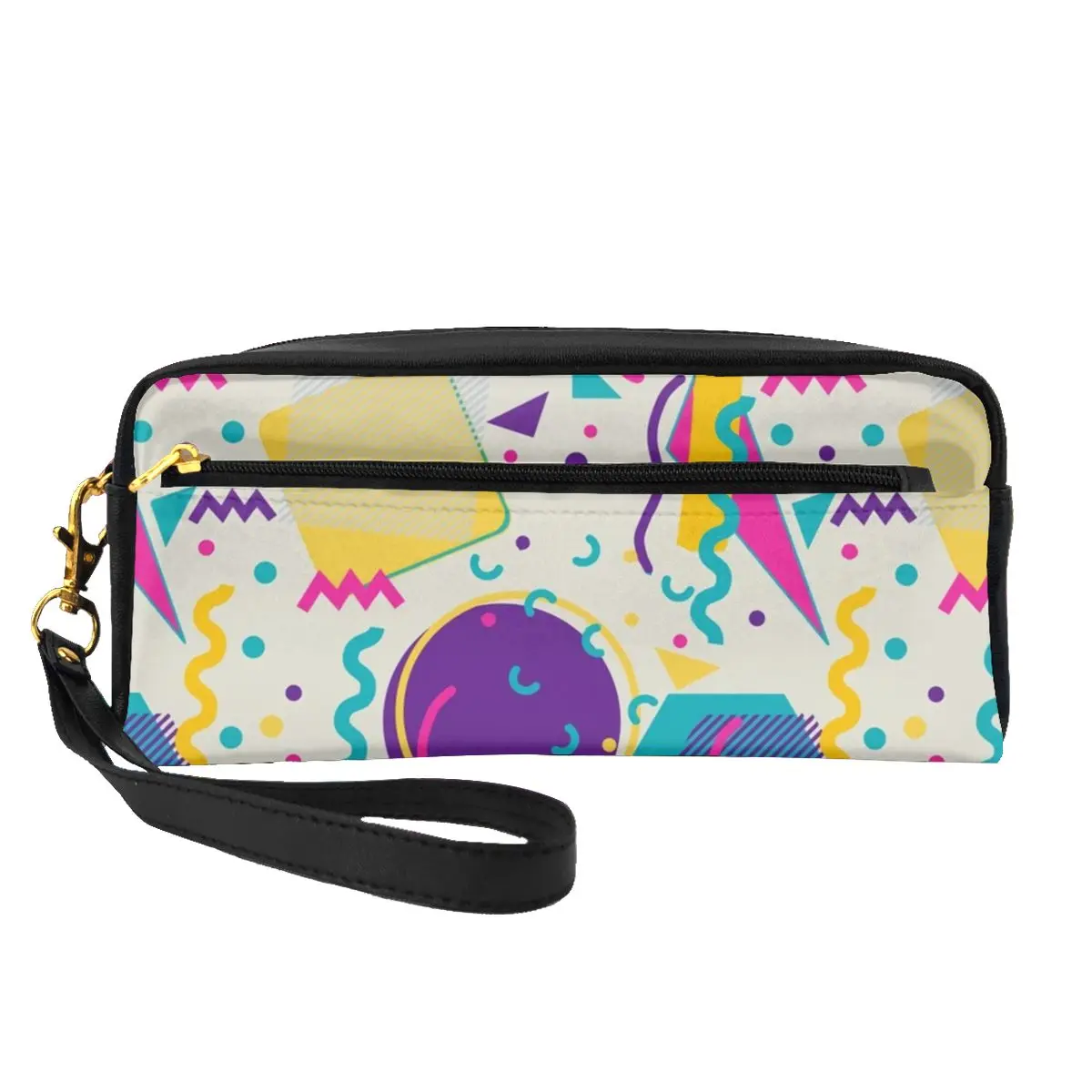 

Кожаные Органайзеры для хранения в стиле Мемфиса в стиле ретро 80-х годов, легкий дизайн для девочек, косметичка, многофункциональные домашн...