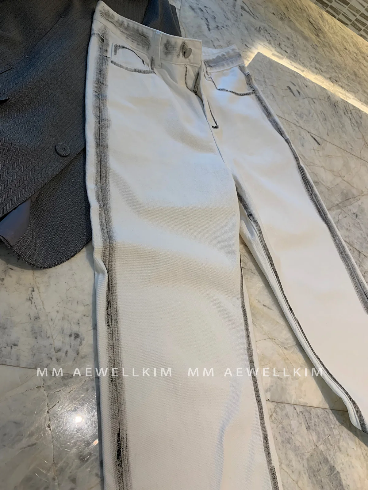 ADER ERROR jeans niche design sense tide brand jeans men and women wide leg pants high waist tie-dye skinny pants tide