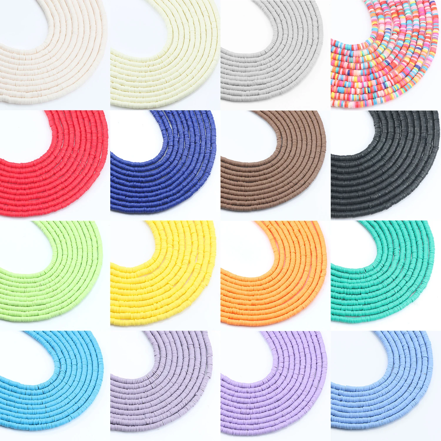 Плоские круглые бусины-разделители из полимерной глины 4/6 мм для изготовления