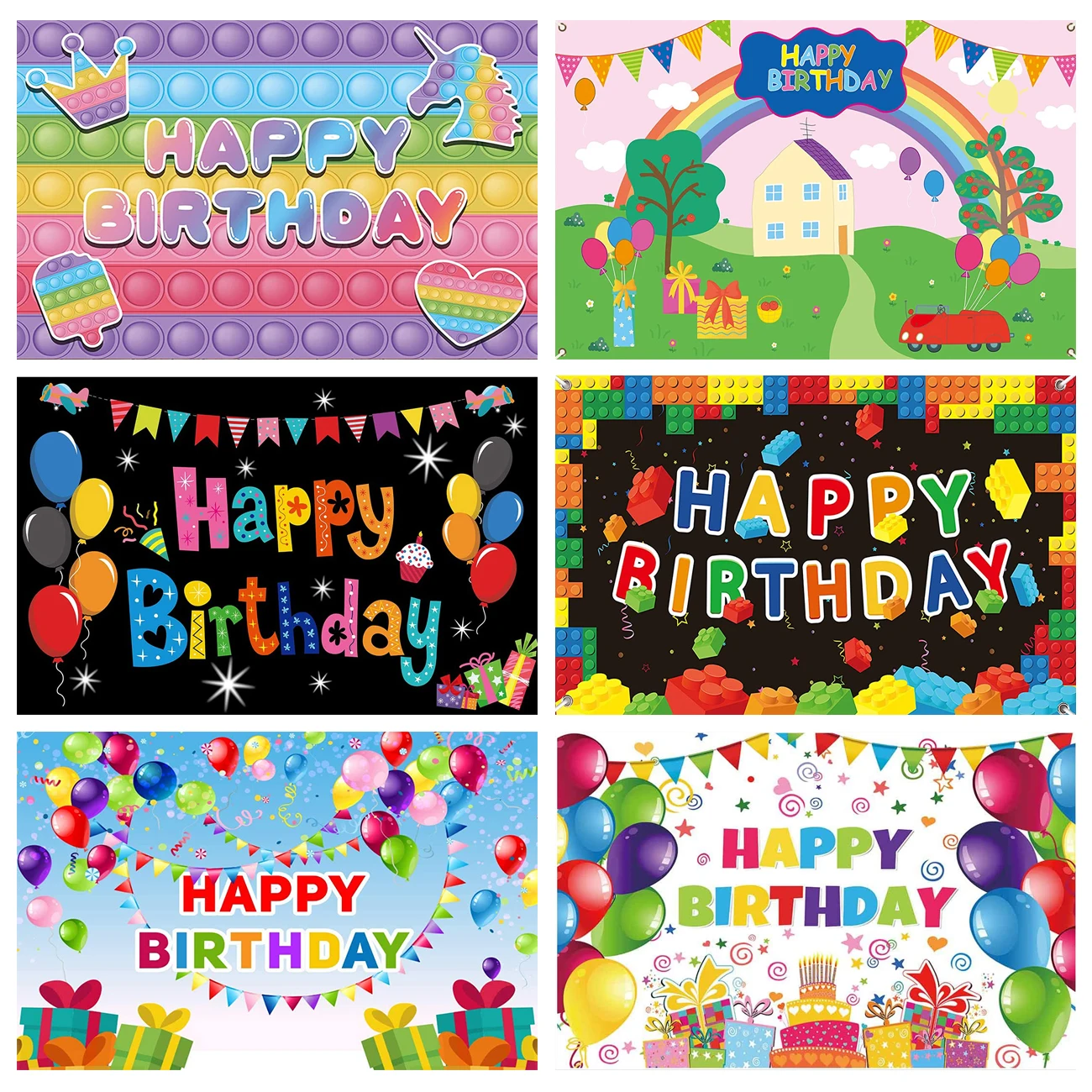 

Birthday Party Backdrop for Newborn Baby Shower Kids Child Photography Background Colorful Pop Balloon Rainbow table Banner Prop