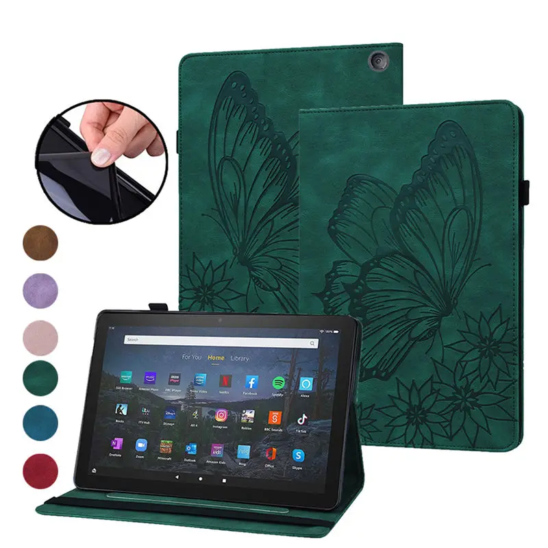 

Флип-чехол для Amazon Fire HD 10 2021, чехол Fire HD 10 Plus 2021 (11-го поколения) с тиснением в виде бабочки