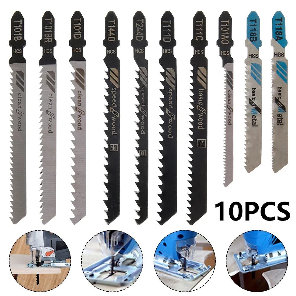 

60/10Pcs Jig Saw Blade Metal Steel Jigsaw Blades Straight Cutting Tools Wood Assorted Saw for Woodworking Cutting Power Tool Saw