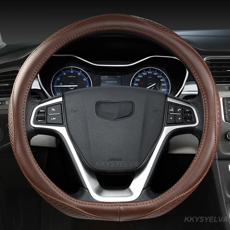 D Shape Car Steering Wheel Cover Genuine Leather For Geely EC7 EC8 MK CK2 GC9 GC6 Emgrand 7 X7 Atlas Auto Accessories | Автомобили и