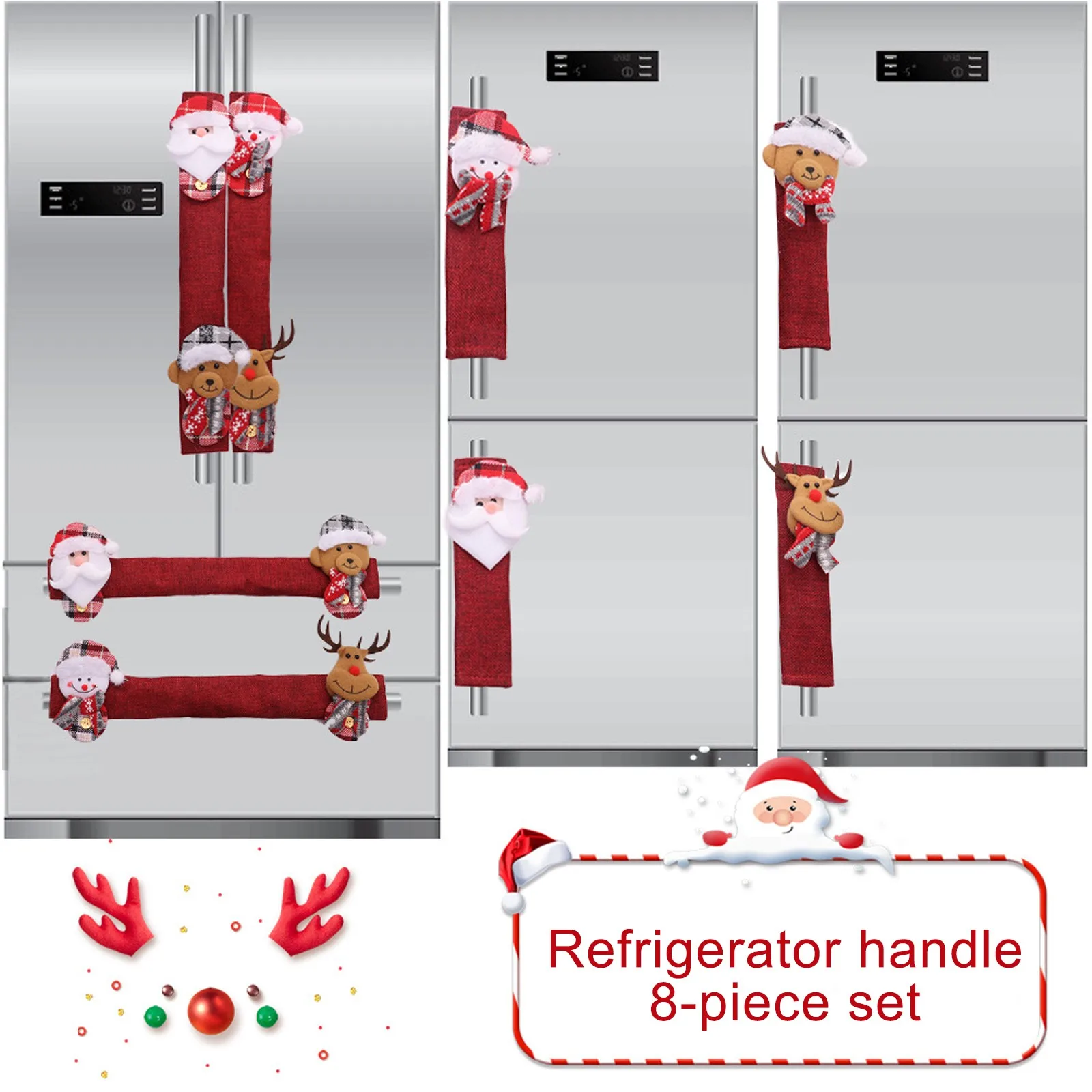 

Refrigerator Door Knob Gloves 8 Piece Set Refrigerator Microwave Dishwasher Door Knob Protector Christmas Decoration