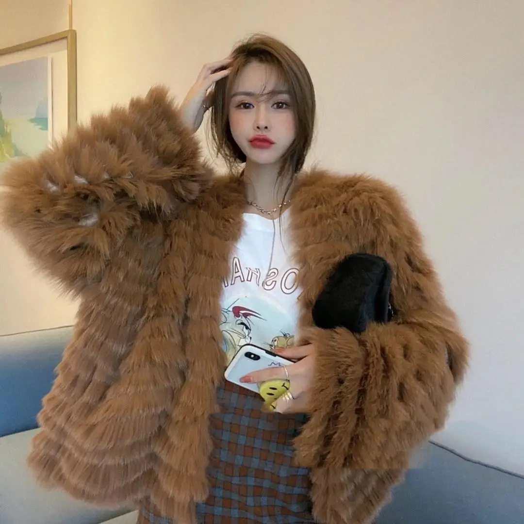 

Coats Women Autumn Winter Top Fashion Solid Long Sleeve Loose Fur Coat Elegant Thick Warm Faux Fur Jackets for Women 2022 U33