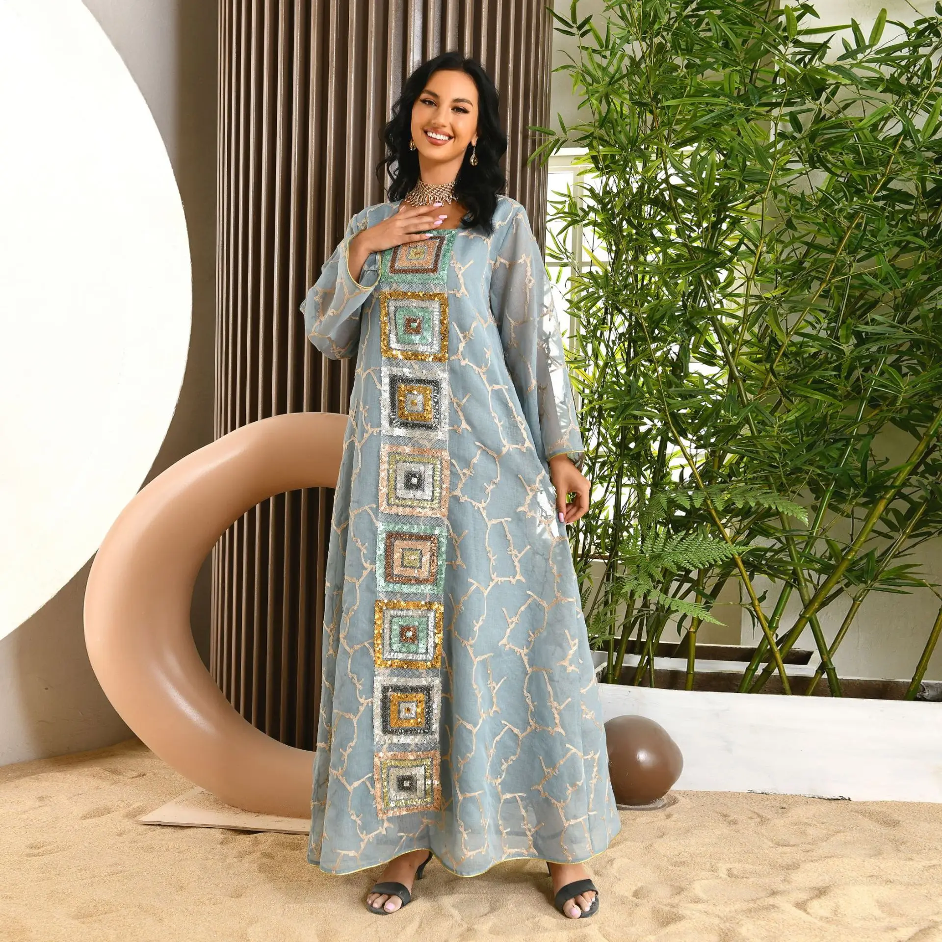 Рамадан Джалабия Арабские длинные платья для женщин Мусульманская Абая Дубай