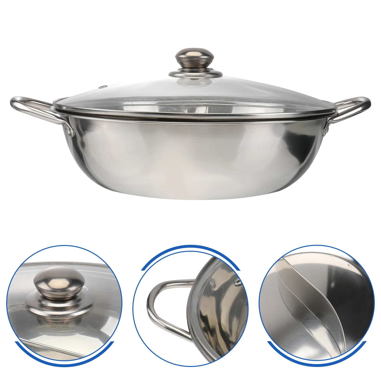 

Stainless Steel Shabu Hot Pot With Divider For Electric Induction Cooktop Gas Stove Dual Sided Soup Cookware ( 28cm )