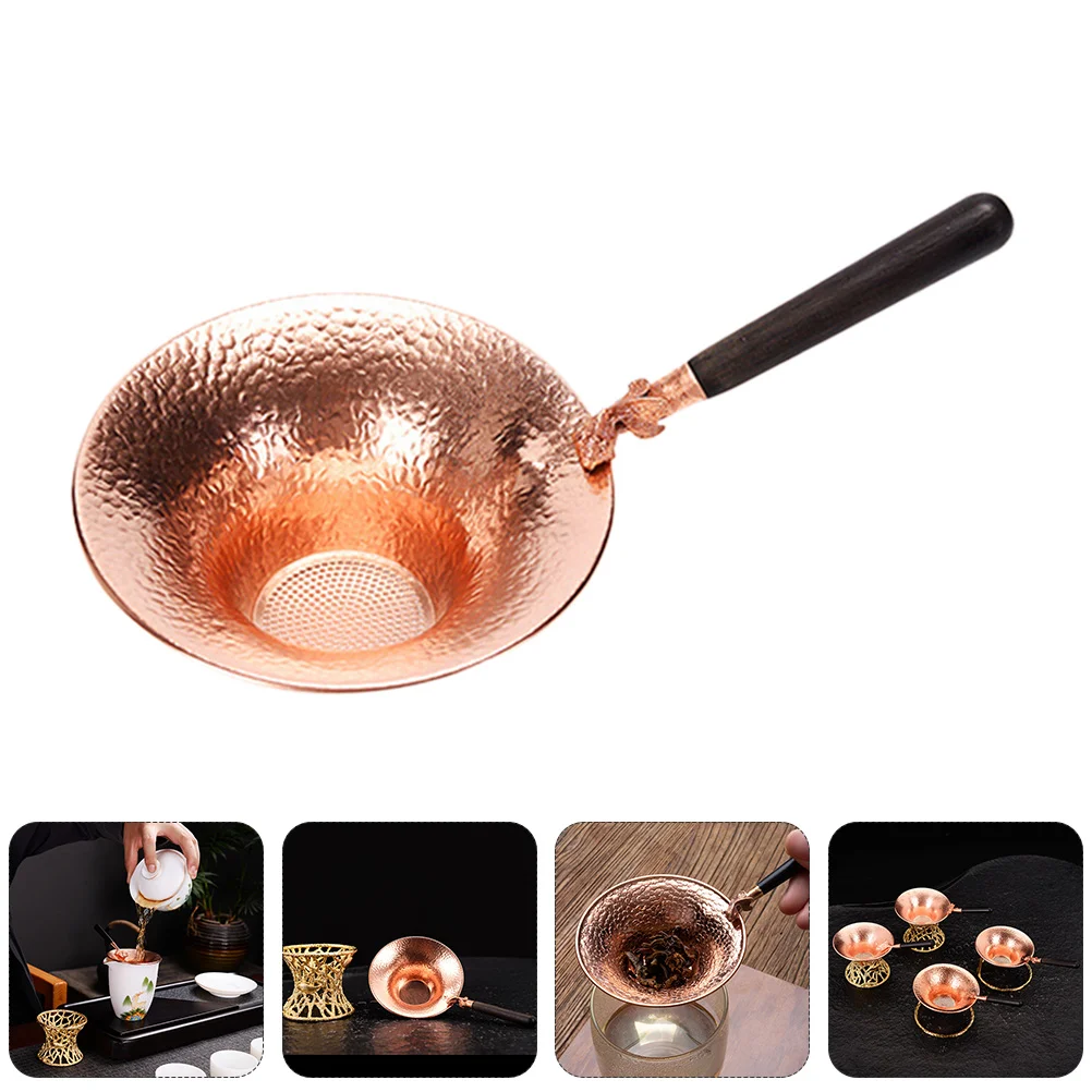 

1Pc Tea Infuser Wooden Handle Gold Fish Pattern Tea Strainer (Assorted Color)