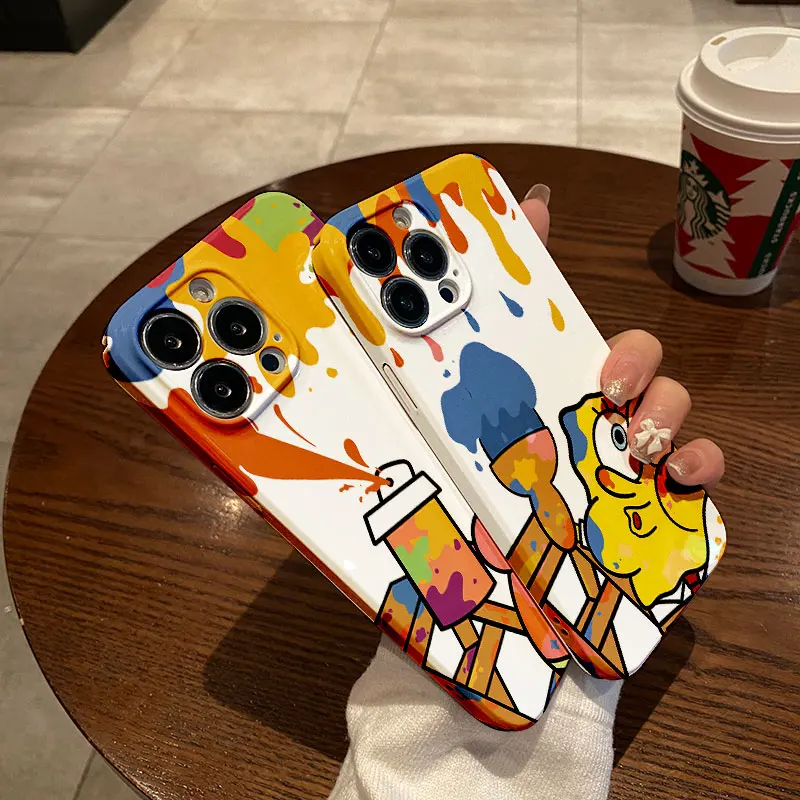 Чехол для телефона Cartoon Cute SpongeBobs Patricks Stars IPhone 16 15 14 13 12 11 Pro Max XS XR XSMax 7 8 Plus глянцевый