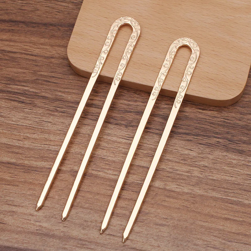 2pcs 17x120mm Flower Hairpins Hair Sticks Pin U-shape Headwear Headdresses Clips Head Summer Jewelry Women's Fashion Accesories - купить