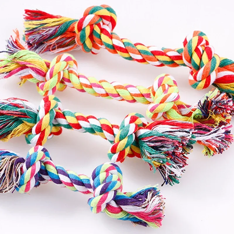 

Random Color Pet Dog Toy Bite Rope Double Knot Cotton Rope Funny Cat Toy Bite Resistant and Sharp Teeth Pet Supplies Puppy Toys