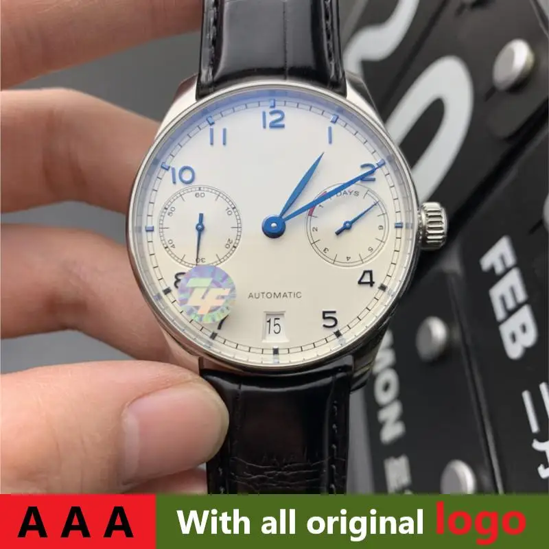 

Men's Watches Automatic Mechanical Watch Luxury Watch 500705 White Blue 42.3mm Leather Strap Clone swiss movement Goog