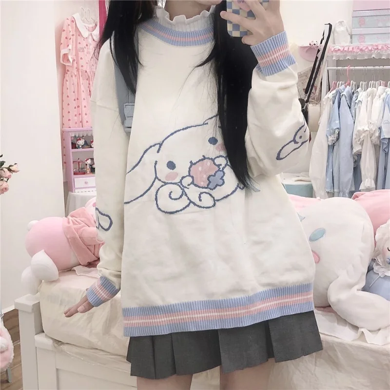 Sanrio Lolita Студенческая кавайная одежда Cinnamoroll японский преппи Стиль Универсальный