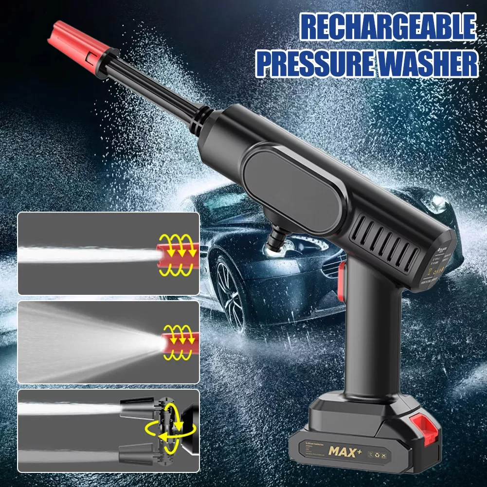 Pressure Washer 30BAR Portable Car Cleaner 12V/21V Battery Operated High Pressure Car Washer Cleaning Spray Water Gun
