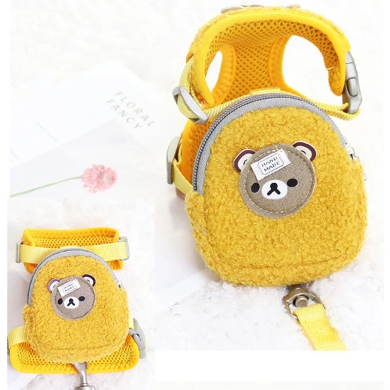 

Snack Backpack Pet Vest Body Harness and Leash Set for Small Dog Cat Cartoon Bear for Small Dog and Cat Fashion Harness