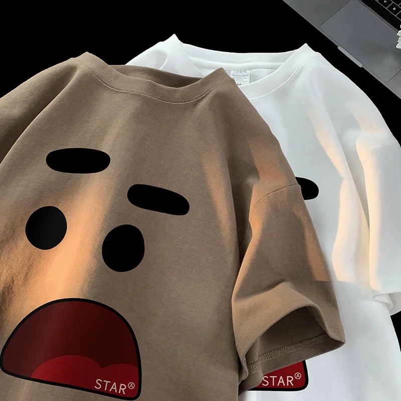 Винтажная забавная Мужская футболка оверсайз с принтом микро-выражения модный