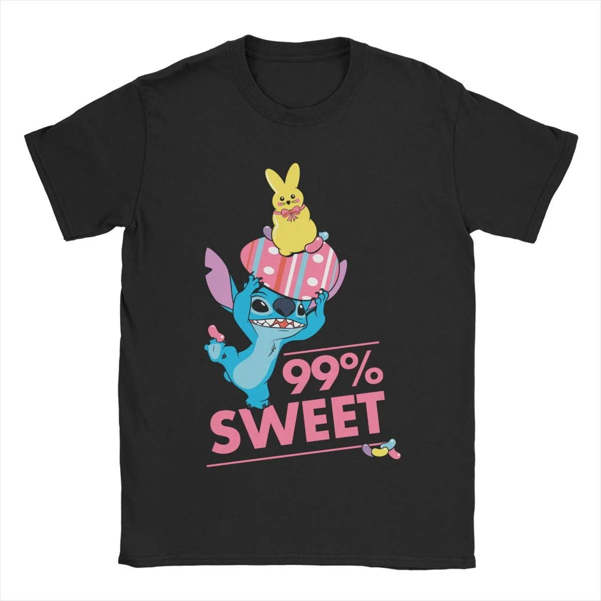 

Men Women's Disney Stitch Easter 99% Sweet T Shirts Lilo And Stitch Cotton Tops Novelty Round Collar Tees Graphic T-Shirt