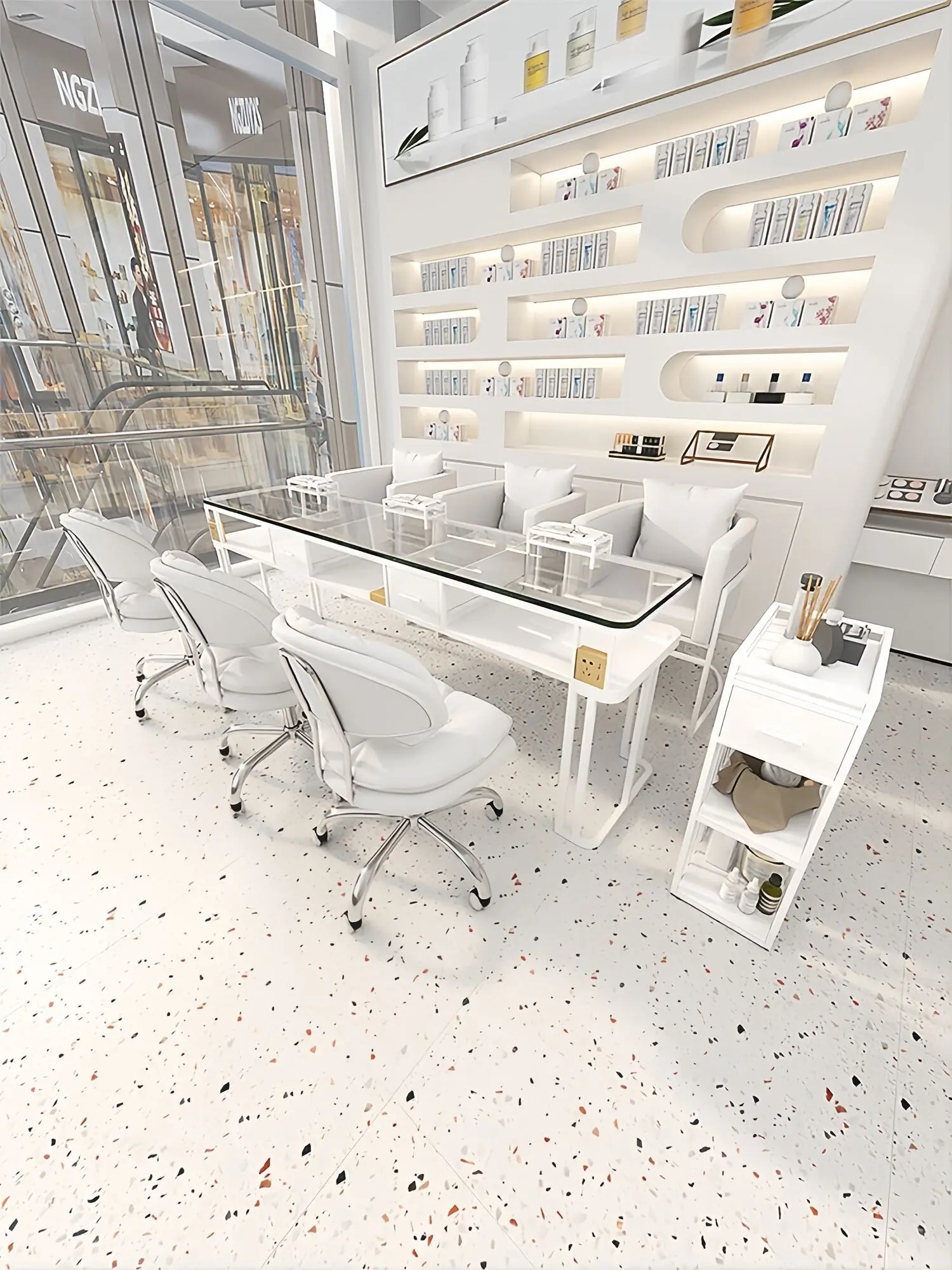 Простая стеклянная настольная Профессиональная Мебель для маникюра салонная