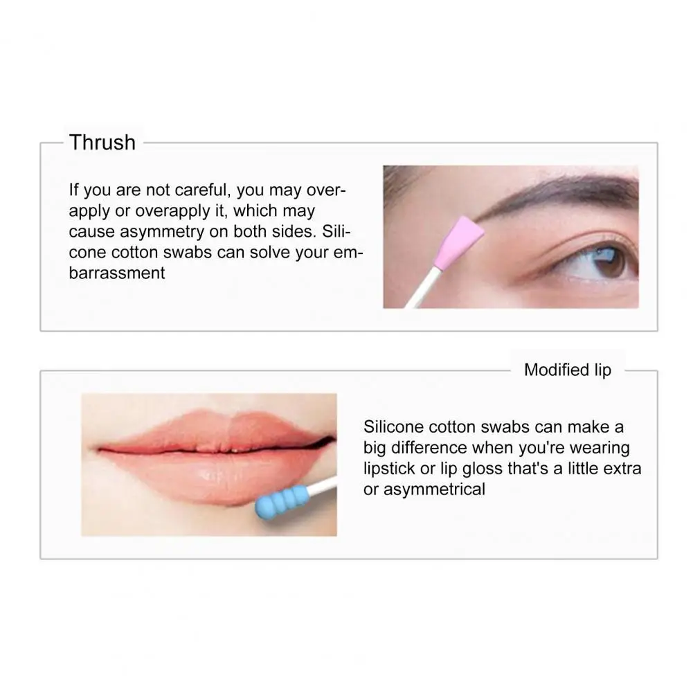 

Convenient Versatile Makeup Tweezers Mini Mirror Cotton Swabs Set Mini Silicone Cotton Swabs Long Lasting for Female