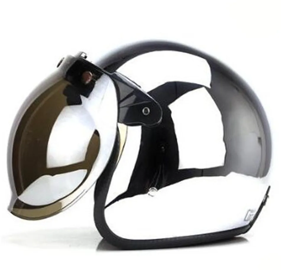 

Four Seasons Men's and Women's Retro Electric Car Helmet Mirror Reflective Electroplating Silver Half Personality Cool