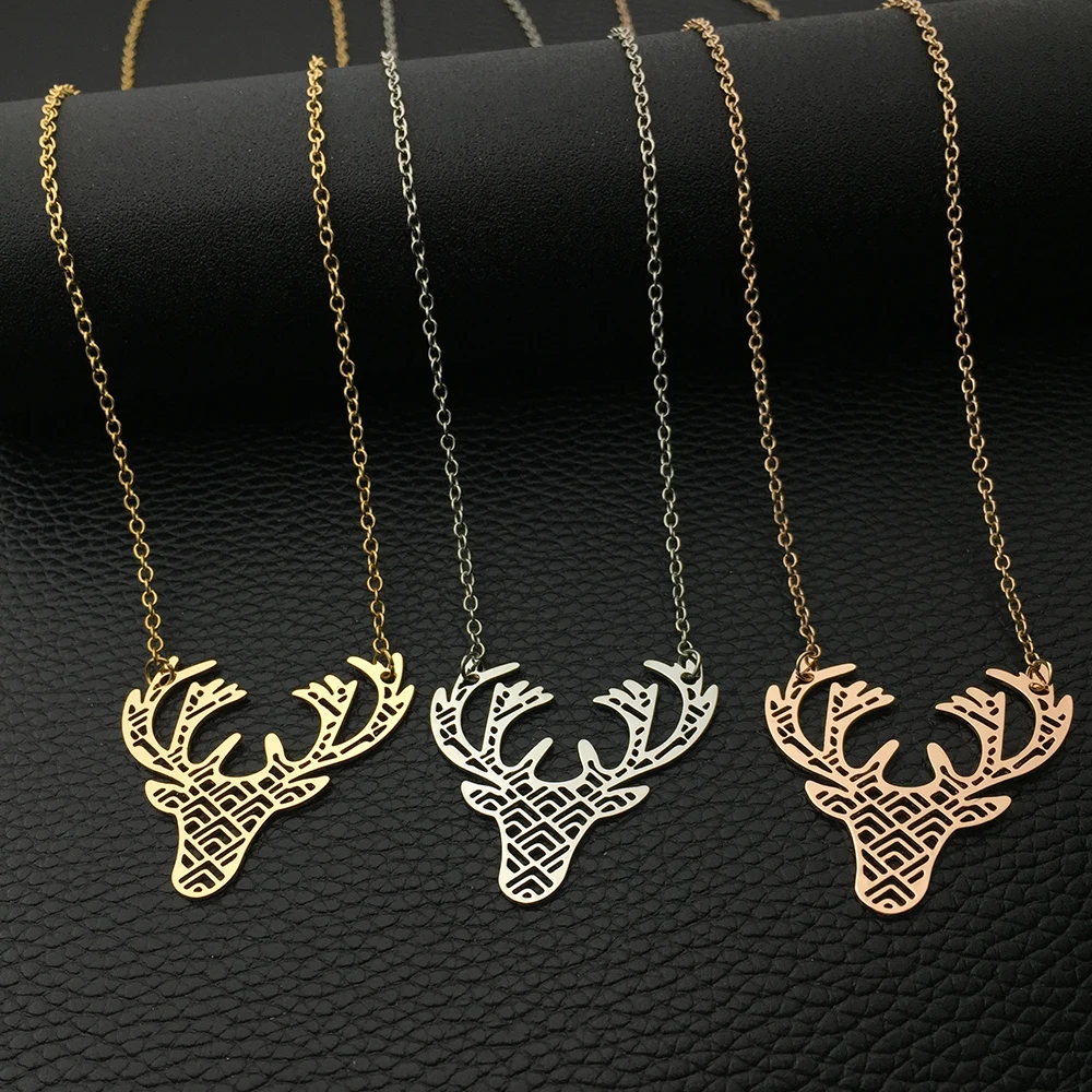 

Popular Women Stainless Steel Jewelry Deer Charm Animal Necklace Top-selling Accept Drop Shipping YP6436