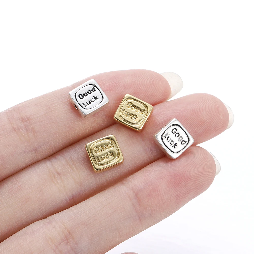 2 шт./Лот 18K позолоченная латунная этикетка на удачу ожерелье кулон квадратный