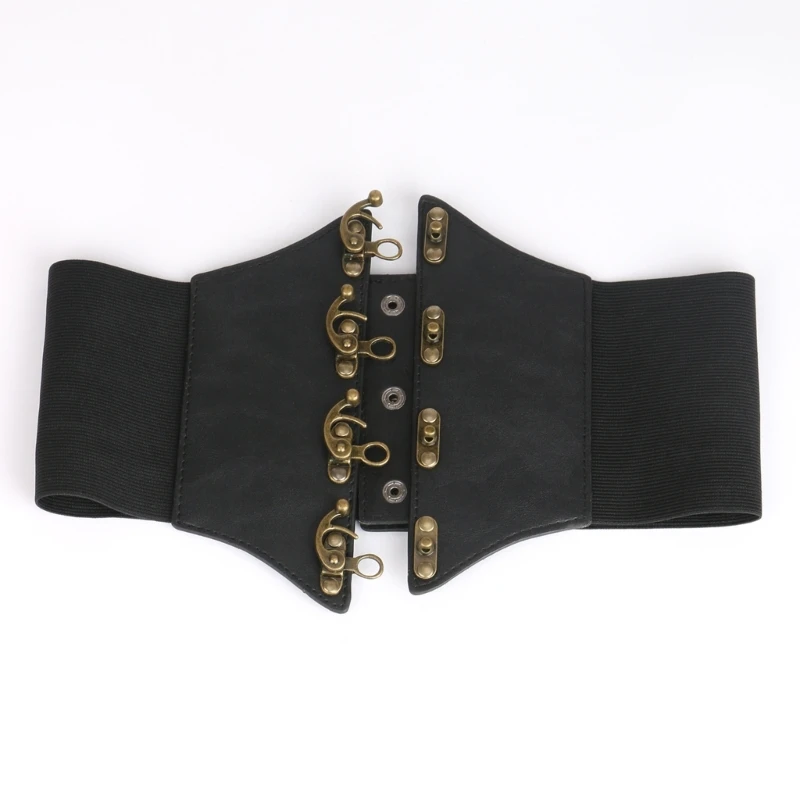 

L5YA Women Corset Black Sexy Girdle Underbust Waist Bandage Bustier Body Slimming Wide Belts Dress Girdle Elastic Waistband