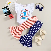 3 6 9 12 18 months newborn baby girl clothes sets summer fly sleeve t shirt tops flare pantsheadband sets 3 piece outfits