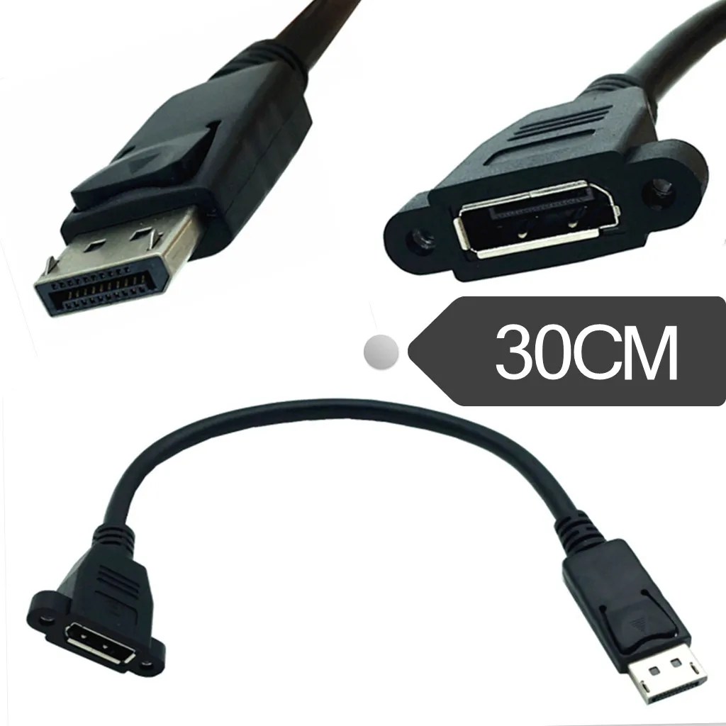 

DisplayPort Male toDisplayPort Femalesocket panel mount Extension Cable 0.3m；