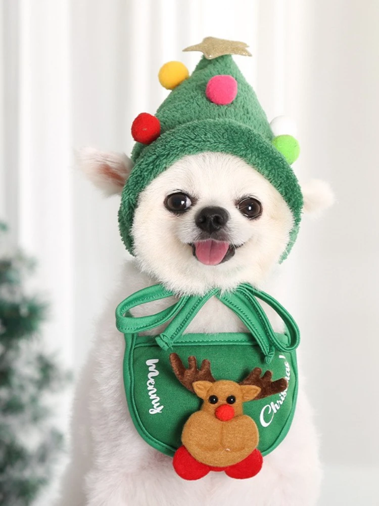 

Рождественские шапки для собак, кошек, домашних животных, плоские шарфы, повязки для животных, Тедди, осенне-зимняя одежда, товары