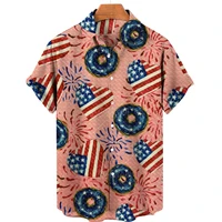 summer impressive printed flag pattern mens casual fashion shirts loose streetwear byck brand menswear