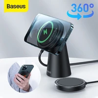 Baseus Magnetic Wireless Charger Phone Holder For iPhone iPhone Pro Max Wireless Charging Detachable Desktop Phone Holder